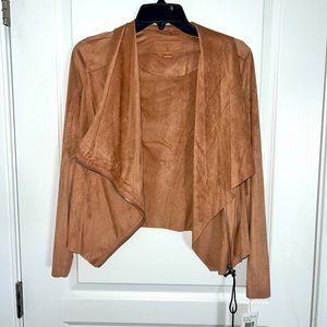 NEW Blank NYC Faux Suede Drape Front Zipper Jacket